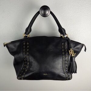 LAUREN Ralph Lauren ASHFIELD ADALINE Y2K Vintage Medium Black Leather Purse
